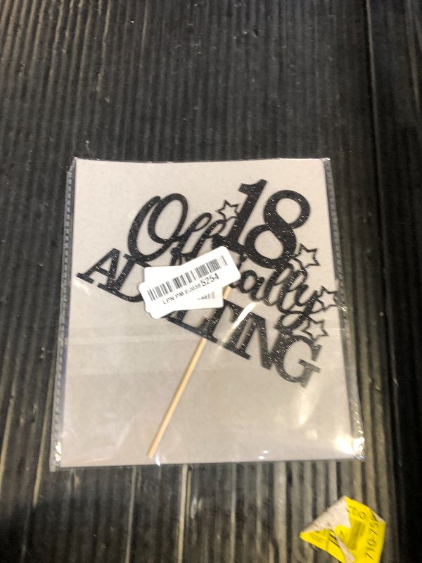 Photo 1 of Officially Adulting 18 Cake Topper, Happy 18th Birthday Cake Decorations, 18th Cake Decor, Cheers to 18 Years Birthday Anniversary Party Supplies Black Glitter