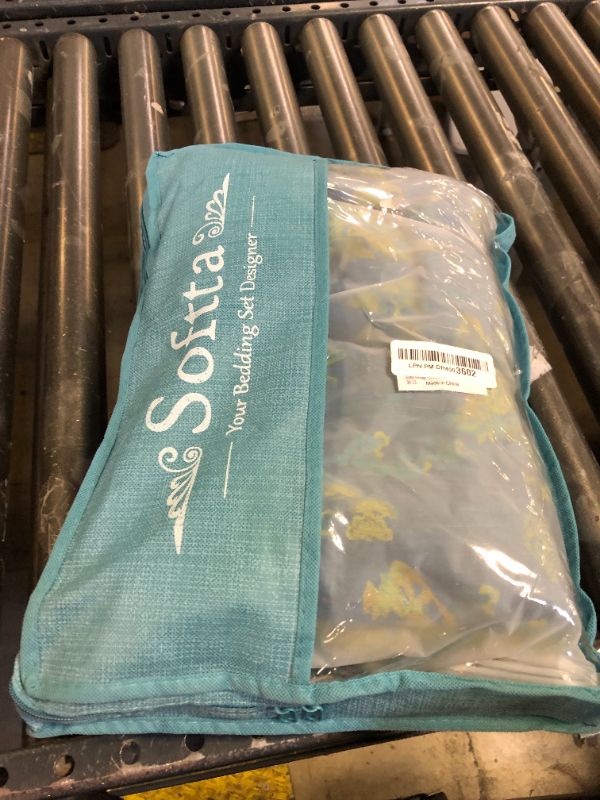 Photo 1 of Softta Vintage Flower Leaves Pattern Boho Green Blue Bedding Set Full Size 3Pcs Duvet Cover Set Bedding 100% Double Layer Washed Cotton Green Blue