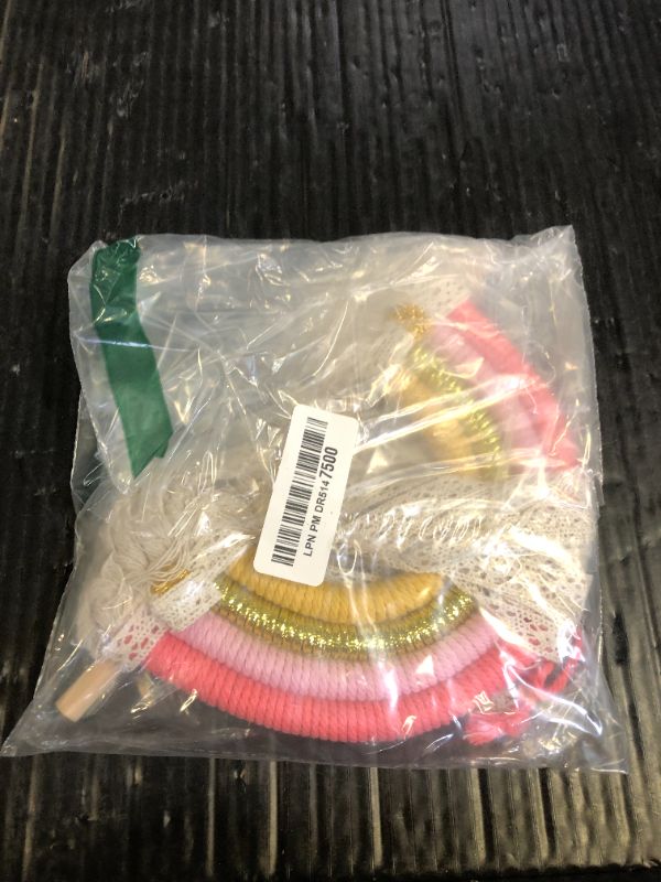 Photo 1 of NICROLANDEE Rainbow Tassels Hair Bows Holder Hanging - Baby Hair Accessories Storage Bow Organizer Wall Hanger Decor for Baby Girls Wall Hanging Decor for Girls Room Ornament (Pink Yellow)