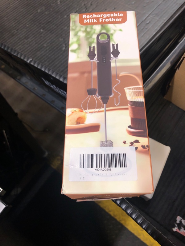 Photo 1 of Rechargeable Milk Frother Handheld 3 Speed Coffee Foamer [3 Whisk] Electric Drink Mixer for Latte, Cappuccino, Coffee, Eggs, Hot Chocolate, Protein Black