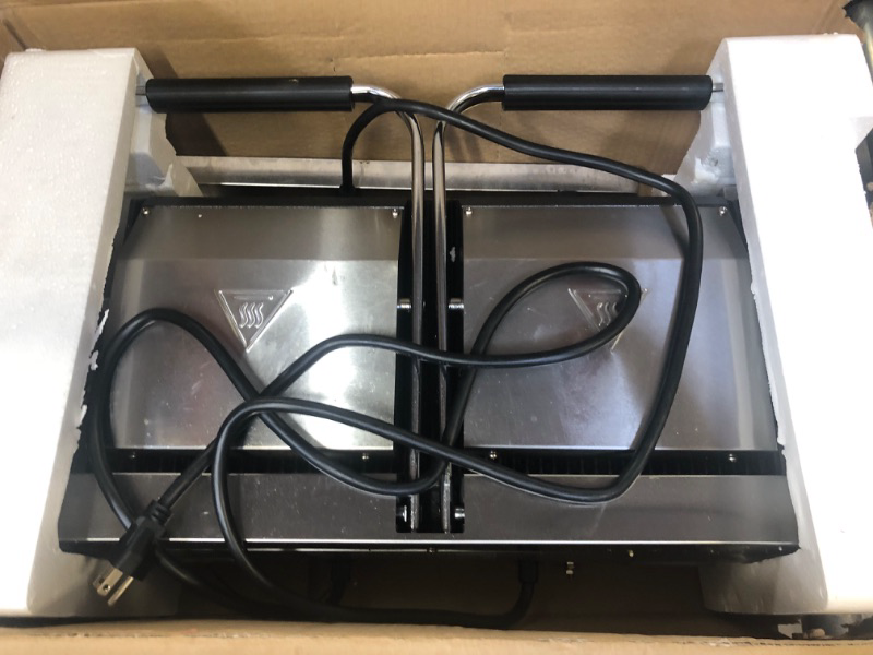 Photo 1 of Adcraft SG-813 Grooved Double Sandwich Grill, Stainless Steel, 1750-Watts, 120v, NSF