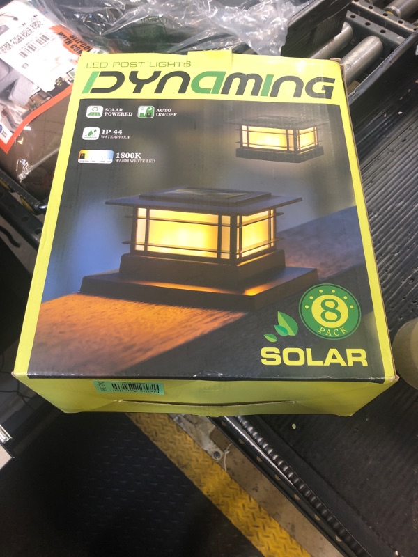 Photo 1 of Dynaming 8 Pack Solar Post Cap Lights Outdoor with Flickering Flame Light, Fence Post Solar Lights Fit for 4x4 5x5 6x6 Vinyl/Wooden Posts, High Brightness SMD LED Lighting Decor for Garden Deck Patio