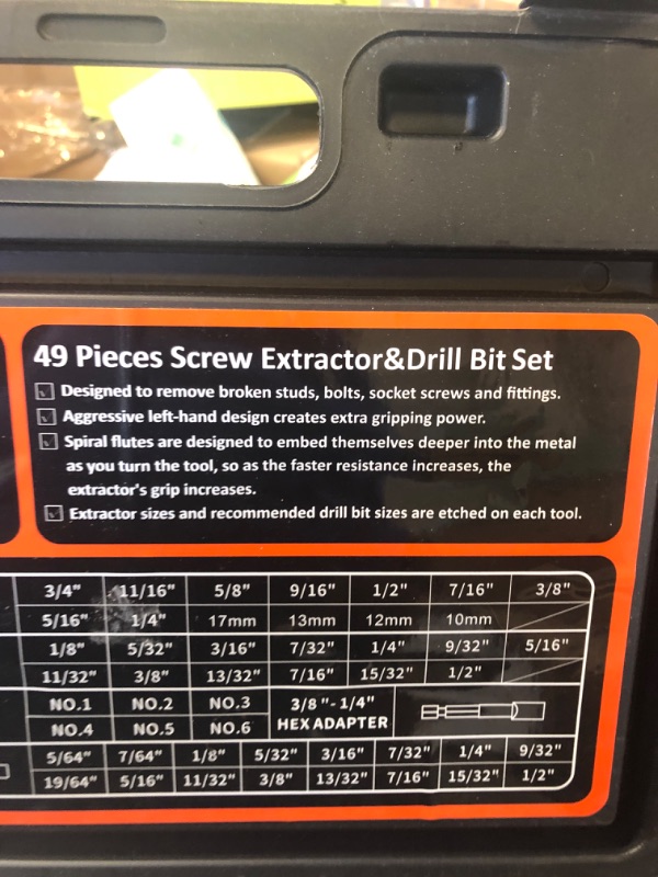 Photo 1 of 49Pcs Bolt Extractor Kit with Left Hand Drill Bit, Screw Extractor Set Heavy Duty, Bolt Extractor & Reverse Drill Bit Easy Out Damaged Nuts Stripped Screw with Portable Case Great Mens Gift
