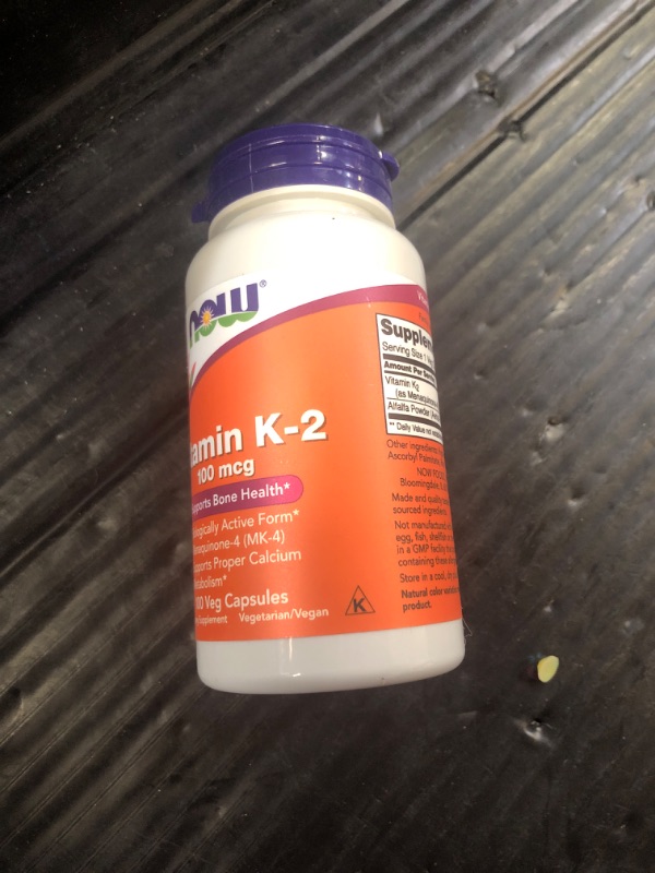Photo 1 of NOW Foods Supplements, Vitamin K-2 100 mcg, Menaquinone-4 (MK-4), Supports Bone Health*, 100 Veg Capsules
