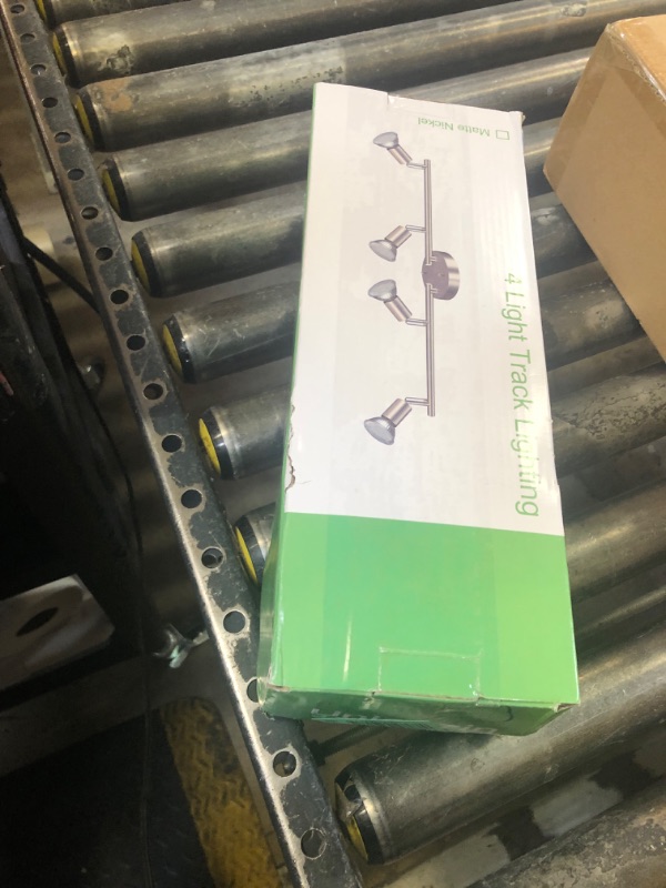 Photo 1 of Unicozin LED 4 Light Track Kit, Matt Nickel 4-Way Ceiling Spot Lights, Flexibly Rotatable Heads, Modern Track Light Included - 4 x LED GU10 Bulbs (4W, Daylight White 5000K, 400lm)