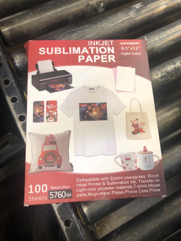 Photo 1 of Sublimation Paper 100 Sheets 8.5 x 11 Inches 125gsm, for Any Inkjet Printer with Sublimation Ink Epson, Sawgrass, Heat Transfer Sublimation for Mugs T-shirts Light Fabric