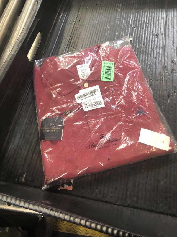 Photo 1 of Brooks Brothers Men's Regular Fit Supima Cotton Pique Stretch Logo Long Sleeve Polo Shirt, Dark Red Heather, Large