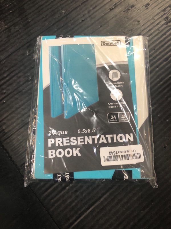 Photo 1 of Dunwell Small Presentation Book 5.5x8.5 (2-Pack, Aqua), 24 Pockets Display 48 Half Size Pages, Plastic Binders with Sleeves, 5.5 x 8.5 Mini Booklets, Acid-Free Poly