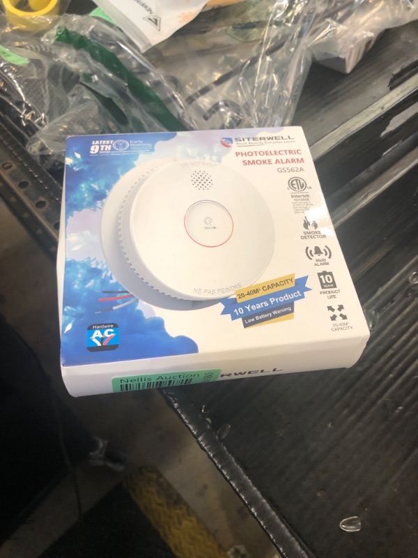 Photo 1 of Siterwell  Detector, Hardwired Interconnected Smoke Detector, Photoelectric Smoke Alarm with 9V Backup Battery, Fire Alarm with Test/Silence Button, ETL-9th Listed, GS562A, 1 Packs
