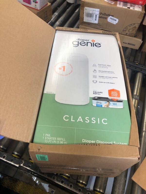 Photo 1 of Diaper Genie Classic Pail Includes 1 Starter Square Refill That can Hold up to 165 Newborn-Sized Diapers.