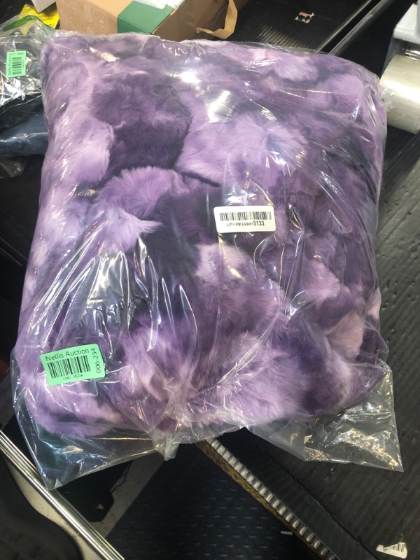 Photo 1 of Cozy Bliss Faux Fur Throw Blanket for Couch, Fuzzy Soft Plush Thick Bubble Blanket for Sofa Bedroom Living Room, 50 * 60 Inches Tie-dye Purple