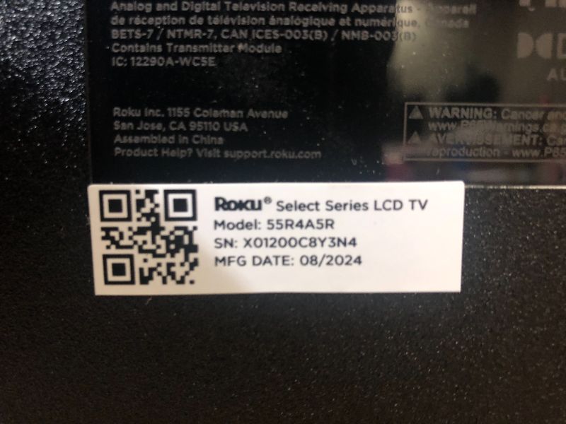 Photo 1 of Roku Smart TV – 55-Inch Select Series 4K HDR RokuTV with Roku Enhanced Voice Remote, Brilliant 4K Picture, Automatic Brightness, & Seamless Streaming – Live Local News, Sports, Family Entertainment