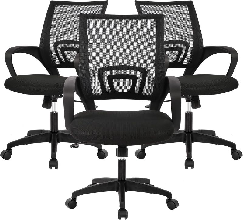 Photo 1 of BestOffice Home Office Chair Ergonomic Desk Chair Mesh Computer Chair with Lumbar Support Armrest Executive Rolling Swivel Adjustable Mid Back Task Chair,Black
- three pack