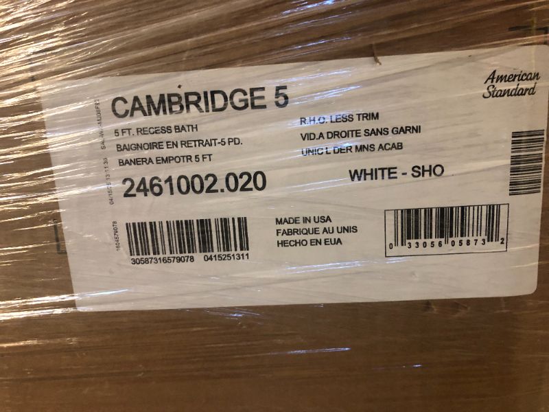 Photo 1 of American Standard 2461002.020 Cambridge Apron-Front Americast Soaking Bathtub Right Hand Drain, 5 ft x 32 in, White