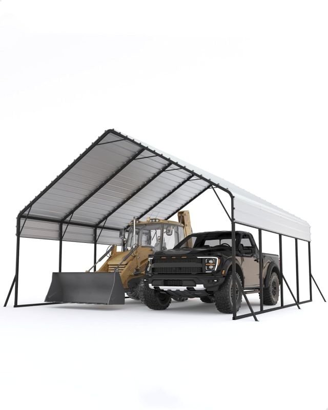 Photo 1 of 20'x20'x13' Metal Carport for 2 Cars, Heavy Duty Steel Frame for Heavy Snow, Permanent Shelter for Boats, Full-Sized Pickup Trucks, and Tractors, N.W. 800 Lbs - ROOF PANELS ONLY.