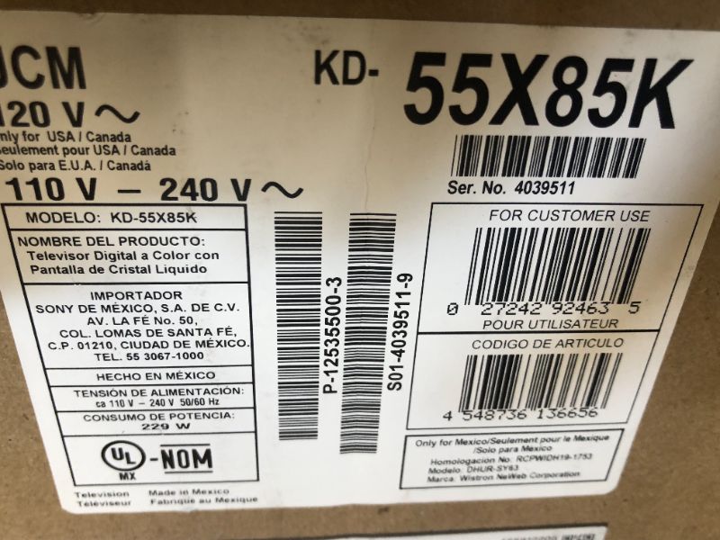 Photo 1 of Sony 55 Inch 4K Ultra HD TV X85K Series: LED Smart Google TV with Dolby Vision HDR and Native 120HZ Refresh Rate KD55X85K- Latest Model, Black