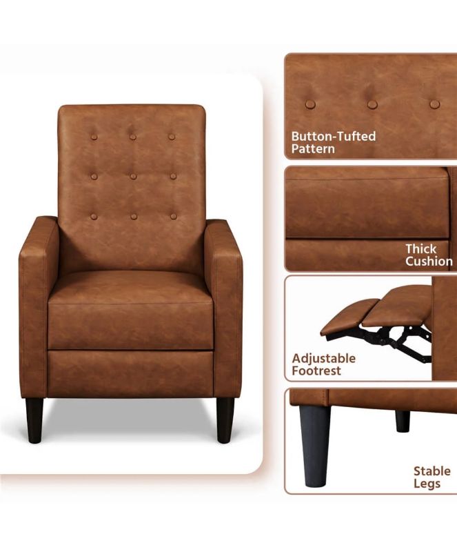 Photo 1 of yaheetech Recliner Chair / Sofa - Faux Leather - Brown