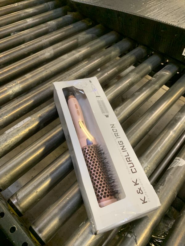 Photo 1 of K&K 1 1/2 Inch Ceramic Tourmaline Ionic Heated Round Brush Curling Brush Creates Blowout Look -Creates Root Volume & Loose Curls Volume Curls Dual Voltage Hair Styling Tool (Pale Pink, 1.5 Inch)