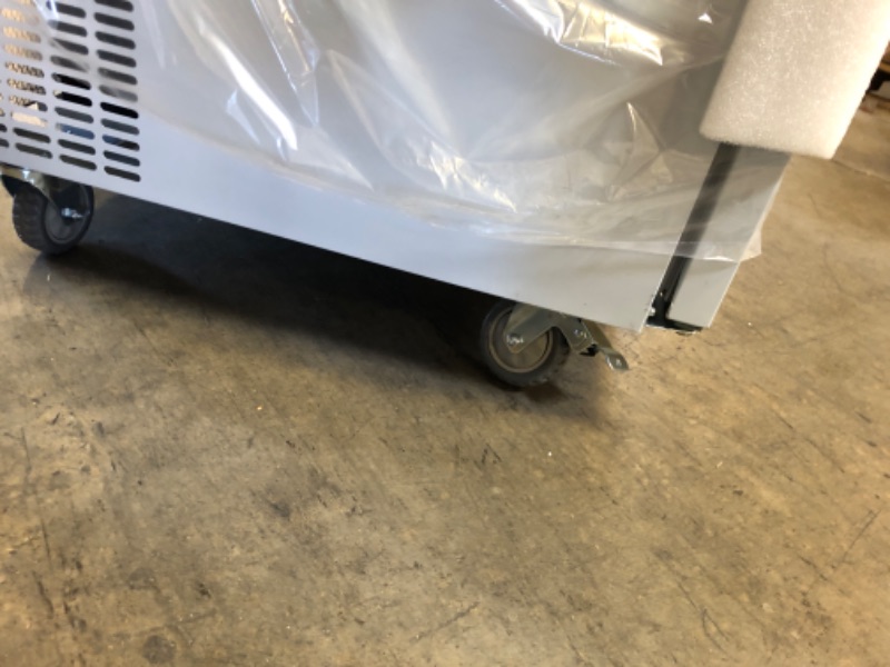 Photo 1 of One  wheel is bent 48" W 2 Door Refrigerator Sandwich Salad Prep Table Commercial Stainless Steel Fan Cooling Refrigerator with Cutting Board, 2 Shelves & 12 Pans for Restaurant, Bar, Shop-12.9 Cu.ft