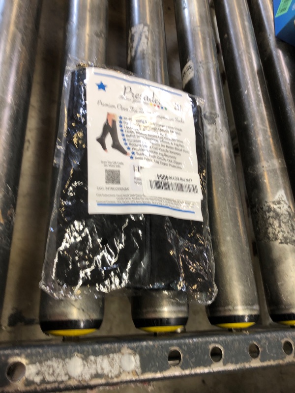 Photo 1 of Presadee 30-40 mmHg Extra Firm Zipper Compression Leg Swelling Open Toe Socks (Black, 2)