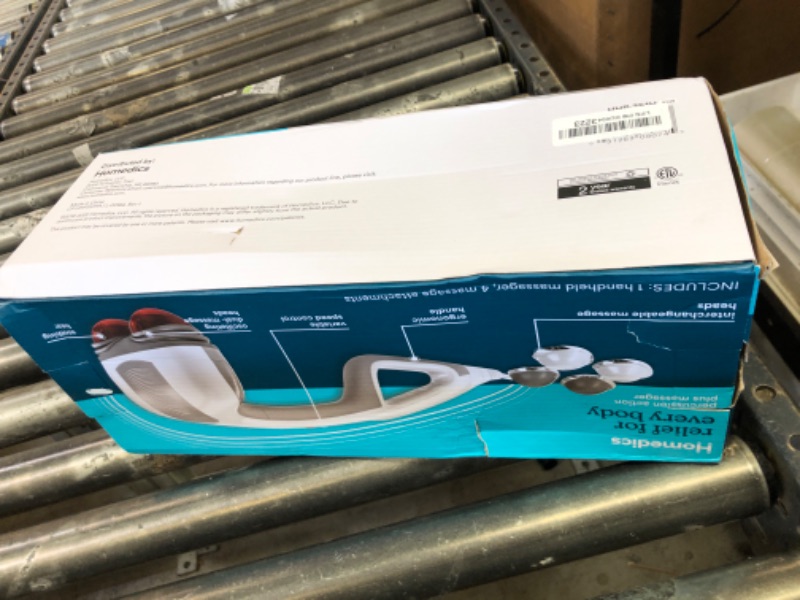 Photo 1 of Homedics Back Massager - Heated Automatic Percussion Back, Body and Neck Massager with Duel Pivoting Heads, Interchangeable Nodes, for Shoulders, Legs and Feet, White
