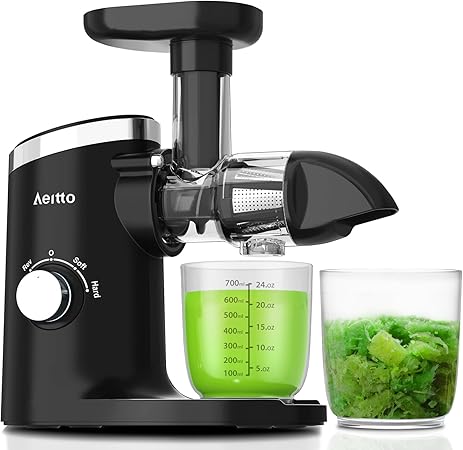 Photo 1 of Aeitto Juicer Machines with Soft & Hard Modes, Quiet Motor, Reverse Function, Juicer Machines Vegetable and Fruit, Cold Press Juicer, Easy to Clean with Brush, Black
