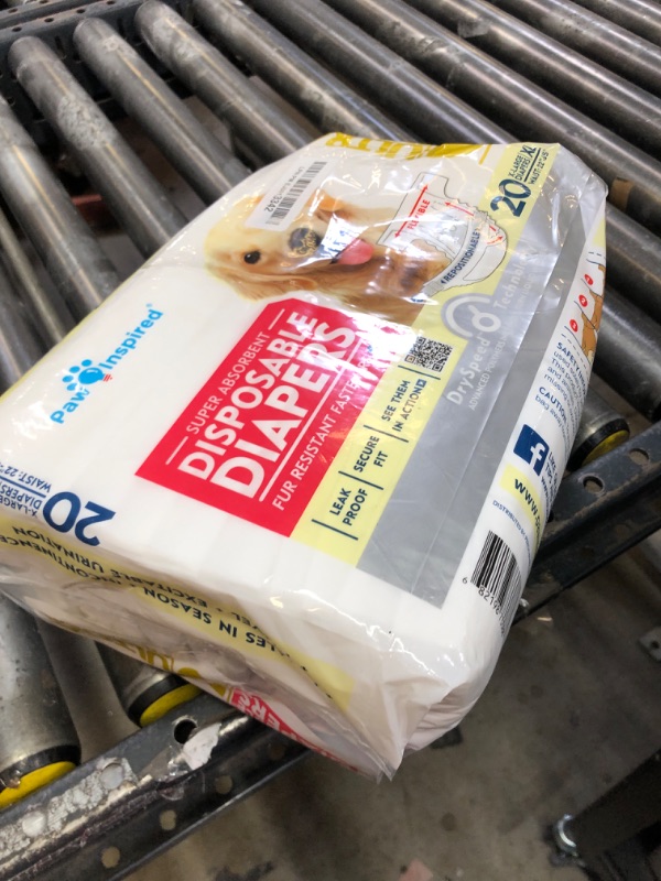 Photo 1 of Paw Inspired 20ct Disposable Dog Diapers | Female Dog Diapers Ultra Protection | Diapers for Dogs in Heat, Excitable Urination, or Incontinence (X-Large)