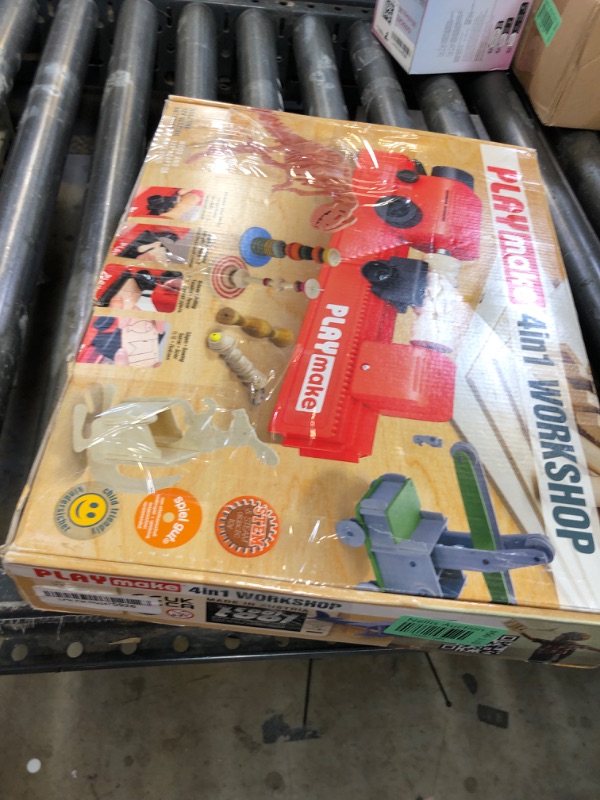 Photo 1 of PLAYMAKE 4 in 1 Child-Safe Wood Workshop | World’s Only Kid-Friendly Working Jigsaw | Cuts Through Soft Wood with No Risk of Injury | Secure Base to Any Building Plate | Made in Europe |