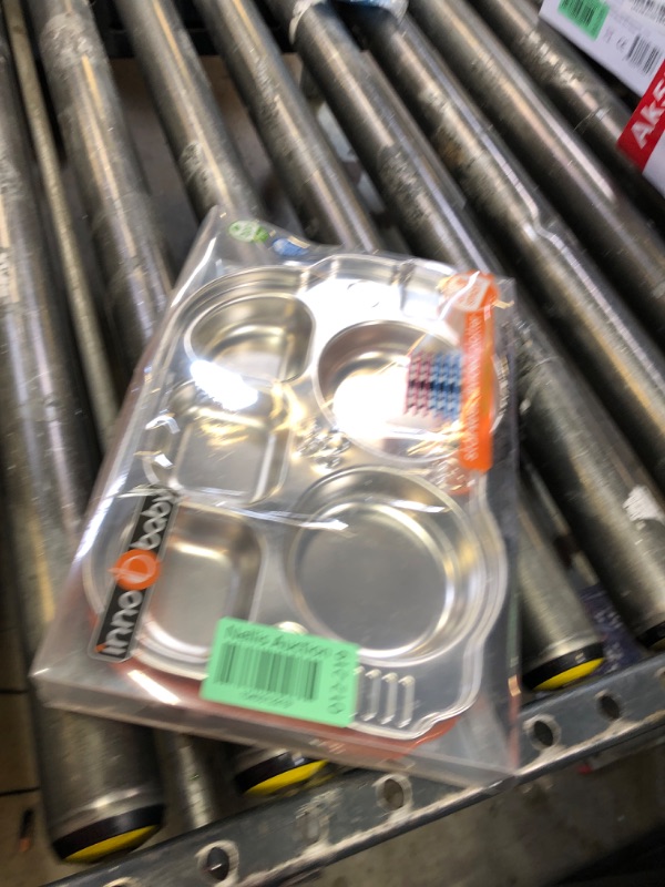 Photo 1 of Innobaby Stainless Bus Plate with Airtight Sectional Lid, The Original, Leak-Resistant Divided Platter, Mom Invented Fun Shape Plate Din Din SMART for Babies, Toddlers and Kids, BPA Free Plate