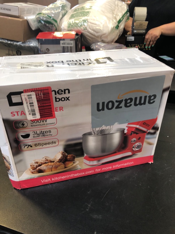 Photo 1 of Kitchen in the box Stand Mixer,3.2Qt Small Electric Food Mixer,6 Speeds Portable Lightweight Kitchen Mixer for Daily Use with Egg Whisk,Dough Hook,Flat Beater (Black)