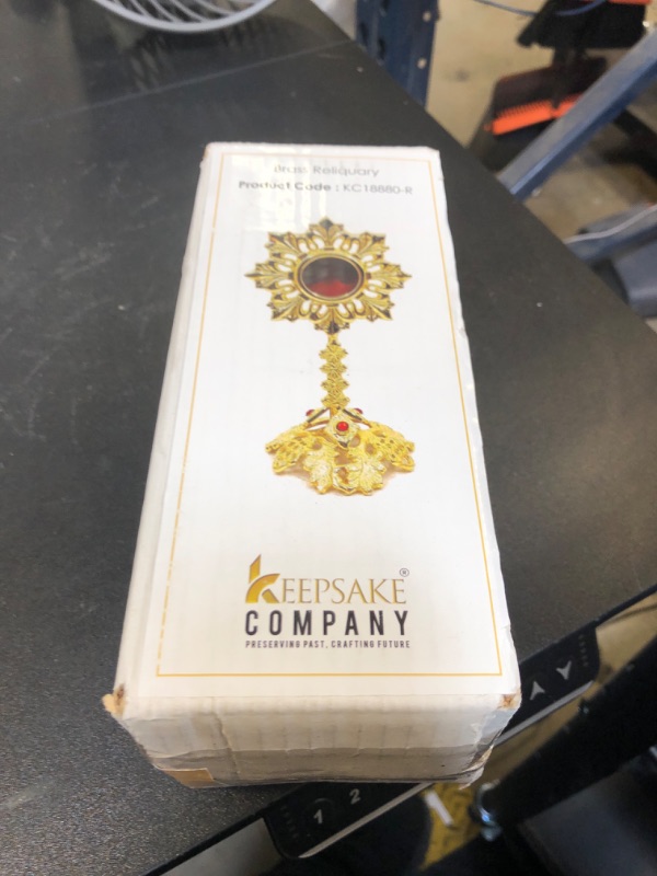 Photo 1 of Solid Brass Reliquary With Ornate Base and studded Beads - Monstrance Catholic - Small Reliquary for Relics - Relicarios Custodias Catolicos - custodia - Relicario - Without Luna
