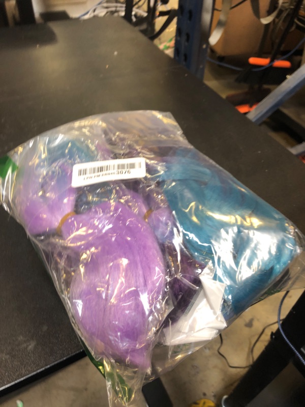 Photo 1 of Jumbo Braiding Hair Fiber Silky Colorful Twist Braiding Hair Purple Blue Light Purple Colors Extensions Synthetic Purple Blue Light Purple Synthetic Fiber Soft Healthy (24 Inch 3pcs)