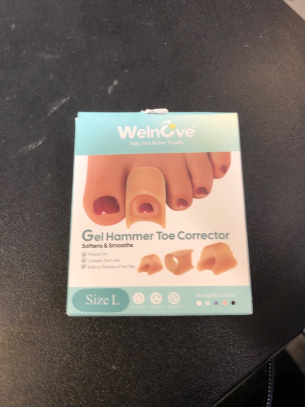 Photo 1 of Welnove Hammertoe Corrector - 6 Pack Toe Splints - Soft Gel Toe Straighteners - Realign Bent, Curled, Crooked, Claw, Hammer Toes - Corrector for Men and Women, Large (Beige), FSA or HSA Eligible