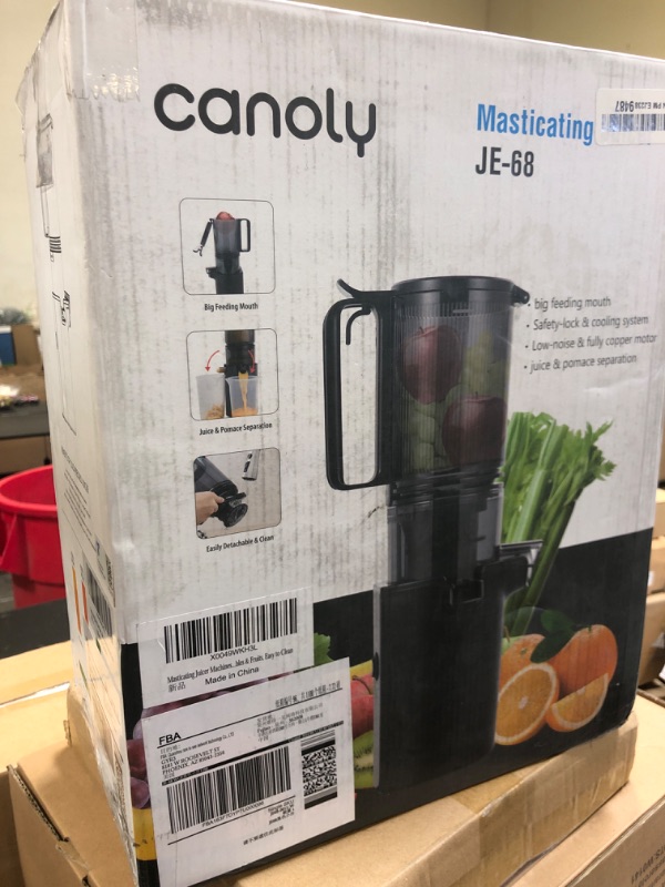 Photo 1 of Cold Press Juicer, 5.8" Wide Feed Chute Juice Extractor Machine with 400W, High Juice Yield, Slow Masticating Juicer for Whole Vegetables & Fruits, Black