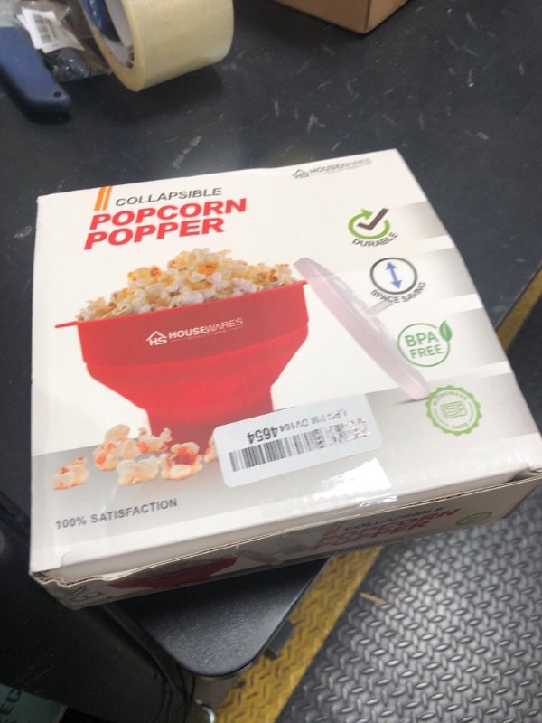 Photo 1 of Collapsible Silicone Microwave Hot Air Popcorn Popper Bowl With Lid and Handles (Purple)