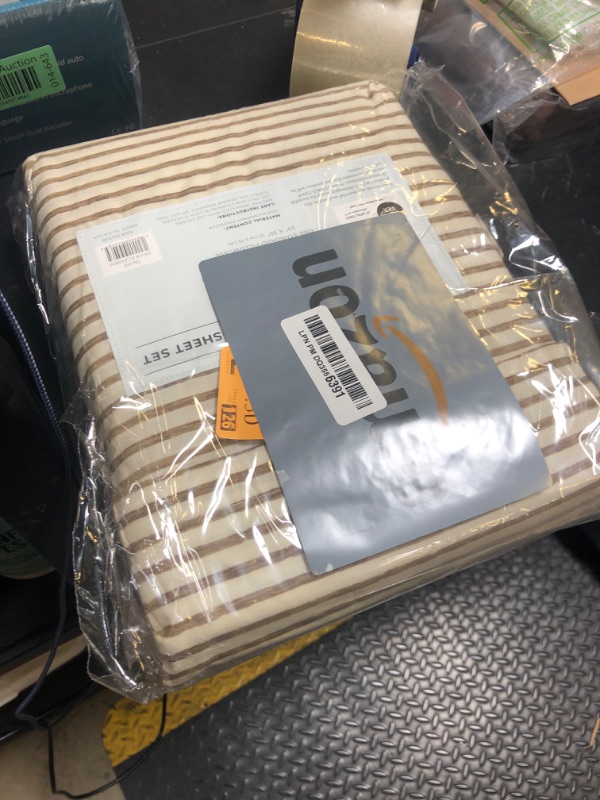 Photo 1 of Great Bay Home 3-Piece Twin Size Stripe Microfiber Sheet Set | Ultra-Soft, Brushed Bedding Sheets & Pillowcases | Wrinkle Free, Comfortable, All-Season Bed Sheets (Twin, Taupe)