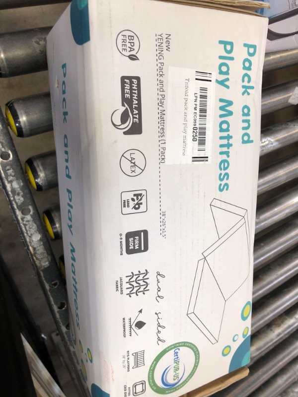 Photo 1 of YENING Memory Foam Pack and Play Mattress Trifold - Foldable Crib Mattresses Pad Tri Fold Travel Playpen Matress Portable