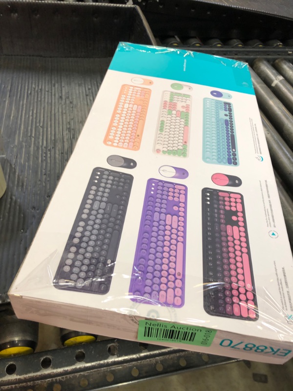 Photo 1 of FD Wireless Keyboard and Mouse Combo - 2.4G Full-Sized Cute Colorful Mouse and Keyboard with 104 Round Keys Retro Typewriter Keyboards for Laptop/Windows/PC - Pink Gradient