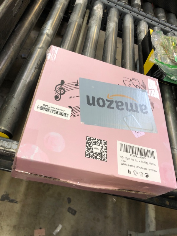 Photo 1 of WDF 60pcs Pink Plastic Plates - Baroque Pink Disposable Plates Including 30 Pink Dinner Plates 10.25inch, 30 Pink Dessert Plates 7.5inch for Upscale Wedding &Parties