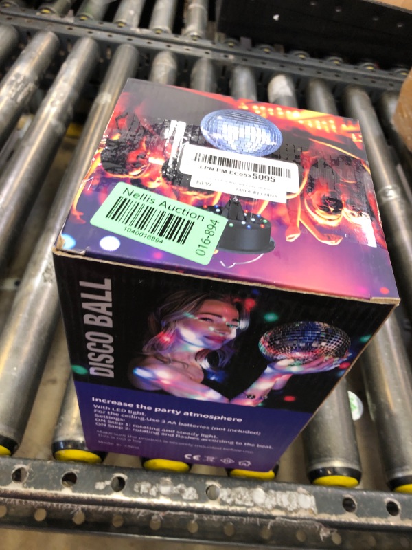 Photo 1 of 10 RPM Disco Ball with Motor and Mirror Ball — Plug/Battery Operated Disco Motor Light with 4 Color Lights,18 LED Beads and Remote, Christmas Party, Back to 70s Theme Party Supplies