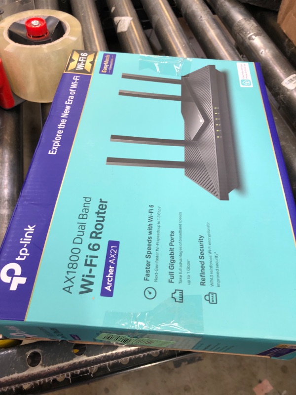 Photo 1 of TP-Link AX1800 WiFi 6 Router V4 (Archer AX21) – Dual Band Wireless Internet, Gigabit, Easy Mesh, Works with Alexa - A Certified for Humans Device