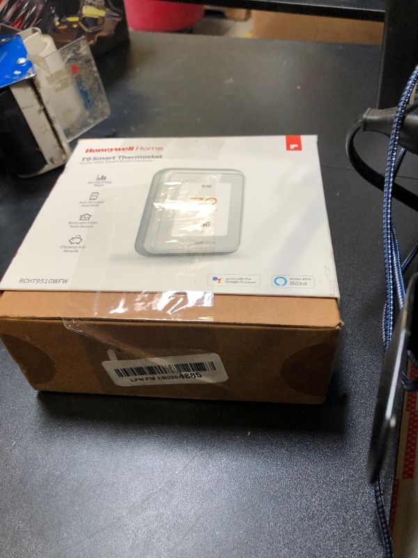 Photo 1 of Honeywell Home T9 WiFi Smart Thermostat, Smart Room Sensor Ready, Touchscreen Display, Alexa and Google Assist (Renewed)