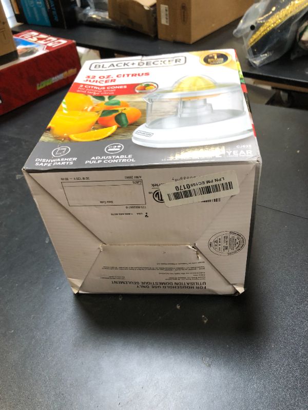 Photo 1 of BLACK+DECKER 32oz Electric Citrus Juicer, CJ625, Pressure Activated, Adjustable Pulp Control, Dishwasher-Safe