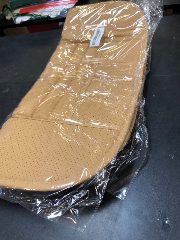 Photo 1 of DXNQ Car Seat Cover, Bamboo Charcoal Leather Edge Wrapping Car Front Bottom Seat Covers, Anti-Slip Full Wrap Seat Cushion Covers for Car SUV Truck and Van, Car Accessories(Biege)