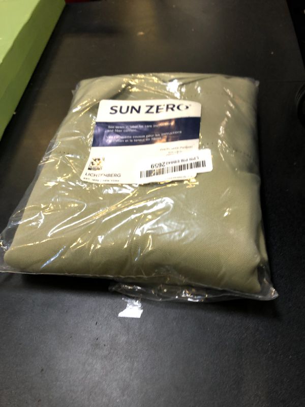Photo 1 of Sun Zero Easton Energy Saving Blackout Rod Pocket Curtain Panel, 40" x 84", Sage Green