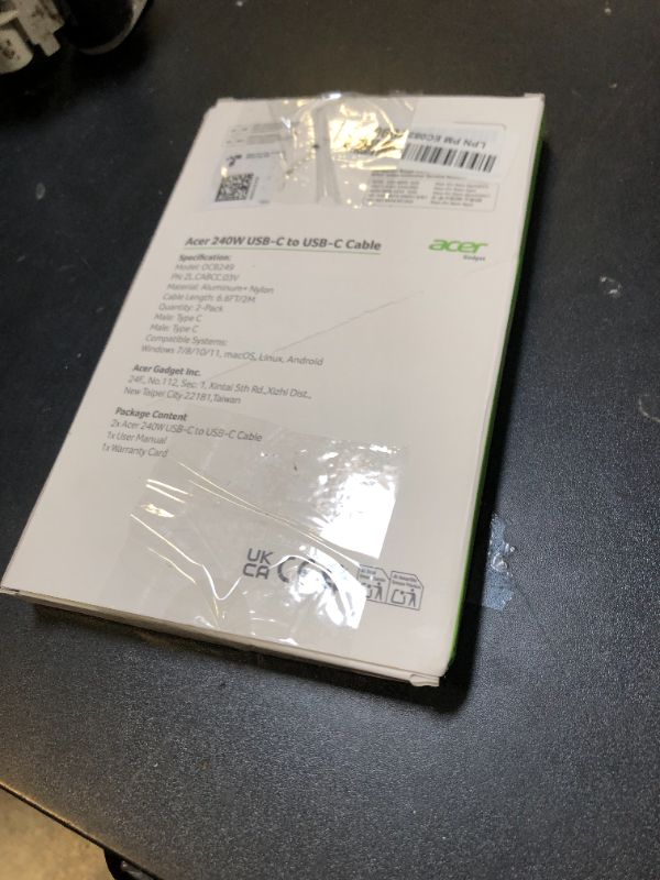 Photo 1 of acer USBC Cable, 240W USB C Cable (6.6FT/2 Pack), C to C Fast Charging Nylon Braided Type-C Charger Cord Compatible with iPhone16/15 Pro Max, Galaxy S25/S24, MacBook Pro/Air, iPad, Laptop, etc.