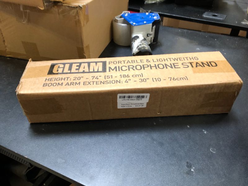 Photo 1 of GLEAM Microphone Stand for Light Microphone under 1 LB - Tripod Boom Arm Mic Stand with Carrying Bag, 2 Mic Clips and Screw Adapter Portable for Singing Performance Wedding Stage and Mic Mount