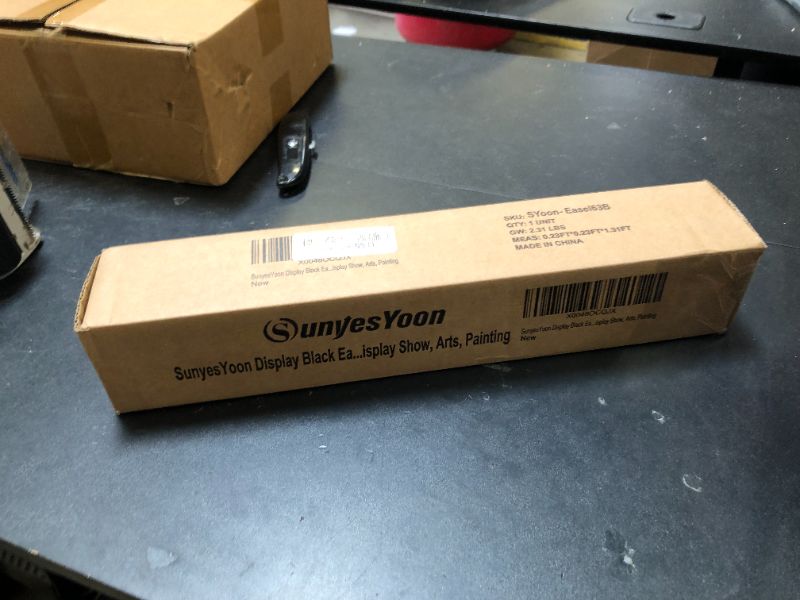 Photo 1 of SunyesYoon Display Black Easel Stand for Wedding Sign - Artist Instant Tripod Collapsible Portable Floor Easel for Posters- 63" Adjustable Easy Folding Metal Stand for Display Show, Arts, Painting