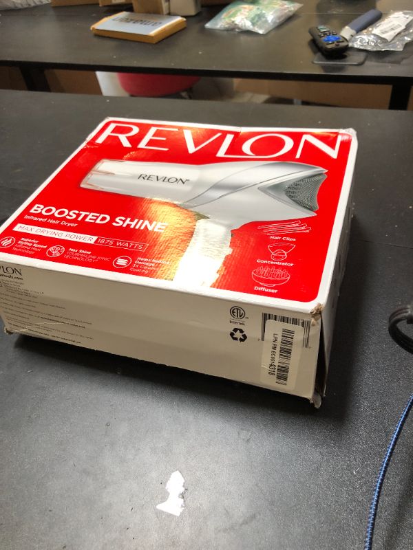 Photo 1 of REVLON Infrared Hair Dryer with Diffuser - Ionic Blow Dryer, Diffuser, and Concentrator, Infrared Heat Technology to Prevent Over-Drying for Shiny, Soft Hair with Natural Moisture (White)