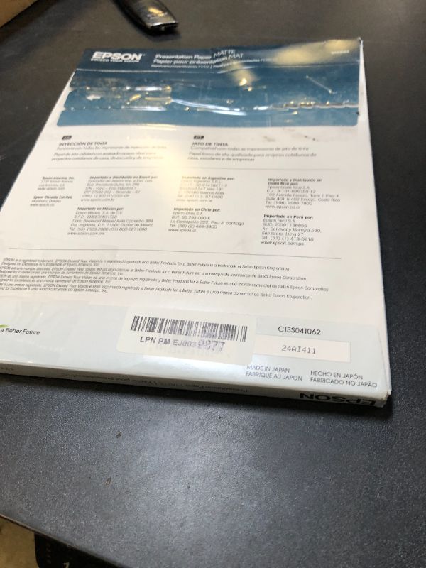 Photo 1 of Epson Presentation Paper Matte, 8.5 x 11 Inch, 100 Count (S041062), White DAMAGED PKG
